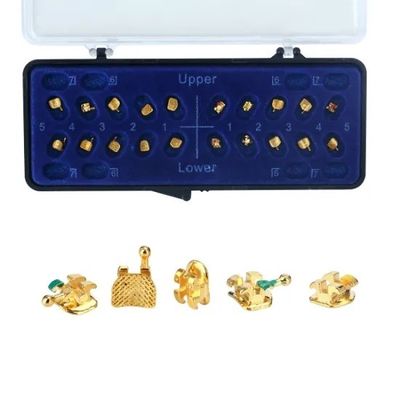 Class II ALS Orthodontic Bracket Lingual Dental Golden Coated Brace Customized