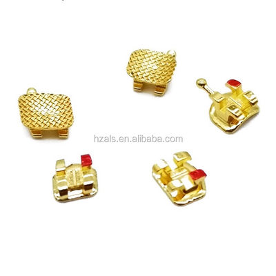 Class II ALS Orthodontic Bracket Lingual Dental Golden Coated Brace Customized