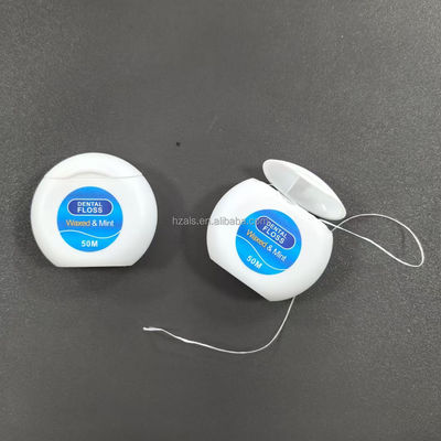 Dentistry Essential 50m Long Mint Flavor Natural Bamboo Waxed Dental Floss with Shelf Life 2 years