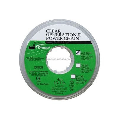 Ormco Power Chain Clear Color Open 13.1ft 4m 639-0004 Generation II for MFDS Safety Standard and 2 Years Shelf Life