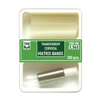 TOR VM 1.141 Transparent Cervical Matrix Bands 10x37mm Dental Restorative Materials with 1 Year Shelf Life and Stopper