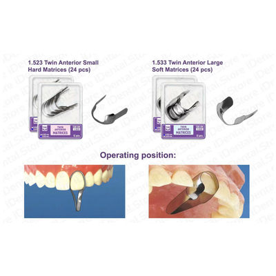 PROFESSIONAL DENTAL Twin Anterior Matrices Kit for Dental Restoration Materials 12pcs No. 1.533 /1.523TOR VM Shelf Life 2 years