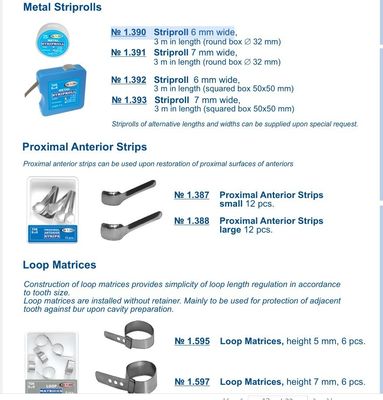 Plastic Dental Restoration Material TOR VM Metal Strip Rolls 1.392 Safety Standard GB/T18830-2009 6mm x 3m Square Box