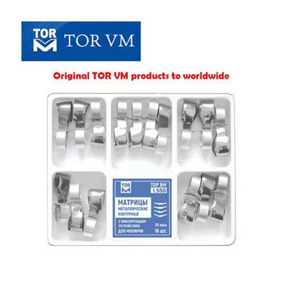 Medical Grade SS Dental Metal Contoured Matrices Matrix with Clamp for Molars 16pcs Instrument Classification Class II