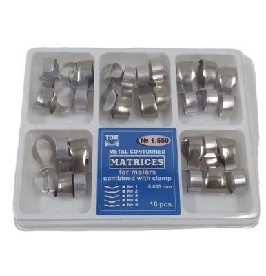 Premolars 1.540 Metal Contoured Matrices Combined with Clamp 16pcs CE Certified