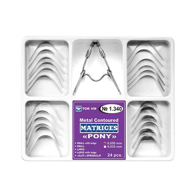 1.350 Dental Contoured Metal Matrices Pony Matrices Kit with Clamp 24 pcs. TOP BM Class I Instrument Classification Items no