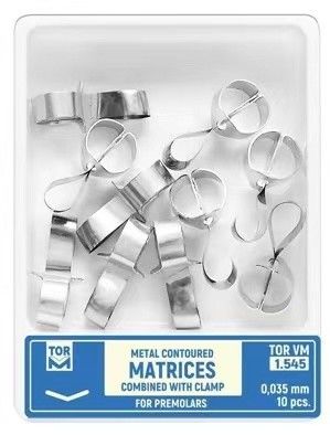 TOR VM 1.301/1.302/1.320 Dental Saddle Flat Matrices 12 pcs Small Medium Large MFDS Approved Manual Power Source