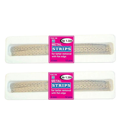 Flat Edge 12pcs/pk Class II Manual TOR VM Perforated Prophylactic Metal Strips for Tartar Removal Power Source Manual