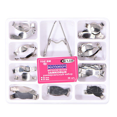 18pcs Dental Saddle Contoured Matrices Matrix Bands With Spring Clip MFDS Safety Standard Metal Material TOR VM TOP BM