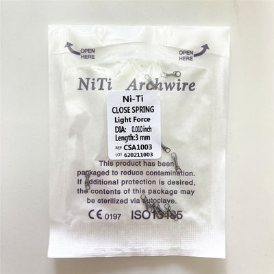 Big Eyelet Niti Close Coil Orthodontic Spring 0.010/0.012 10pcs/pk Diameter 0.010" and0.012" Length 180mm
