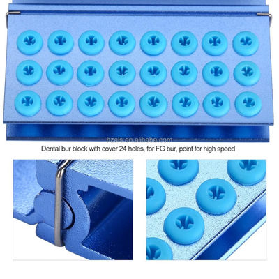 Custom Orthodontic Accessory 24 Holes Dental Burs Holder With Silicone Block