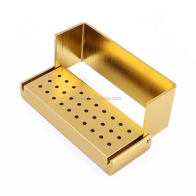 Metal Dental Lab Bur Holder Block Box High Low Speed 30 Holes