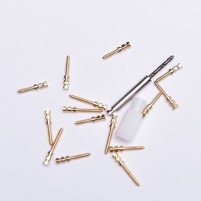 1.8mm Orthodontic Dental Gold Plated Screw Posts For Metal Restorations