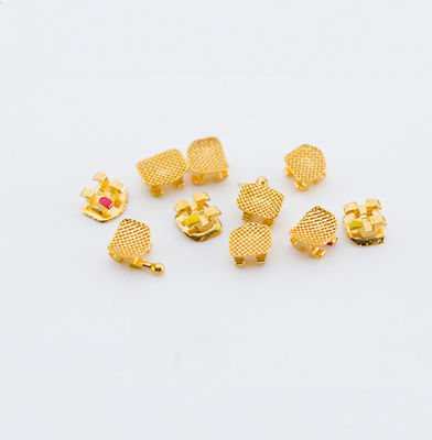 Gold Plated Orthodontic Bracket Roth/MBT/Edgewise 0.022/0.018 Slot With/Without Hook Laser Mark/No Laser Mark