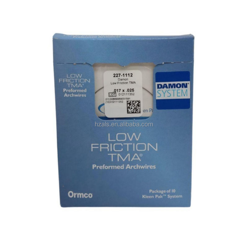 Class II Dental Ormco Archwires for Damon System Low Friction TMA Preformed Archwires 10pcs/box 227-1111 size .016*.025