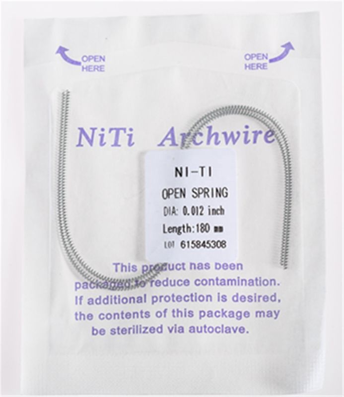 Orthodontic Niti Open Coil Springs 0.75mm Size 1 Meter Length 3 Years Shelf Life and Suitable for Customer Requirements