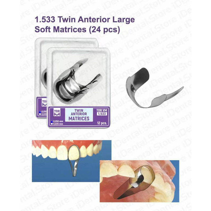 PROFESSIONAL DENTAL Twin Anterior Matrices Kit for Dental Restoration Materials 12pcs No. 1.533 /1.523TOR VM Shelf Life 2 years