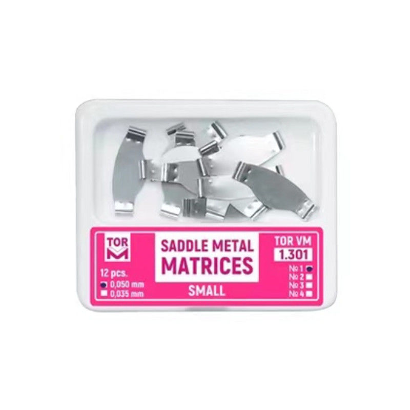 TOR VM 1.301/1.302/1.320 Dental Saddle Flat Matrices 12 pcs Small Medium Large MFDS Approved Manual Power Source