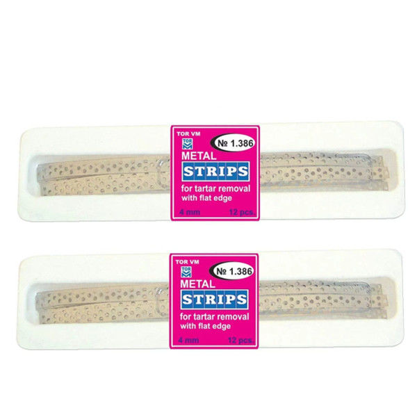 Flat Edge 12pcs/pk Class II Manual TOR VM Perforated Prophylactic Metal Strips for Tartar Removal Power Source Manual