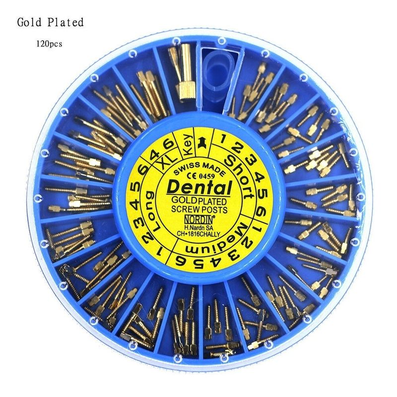 Titanium Orthodontic Accessory Golden Metal Screw Post Dental 120pcs/Box